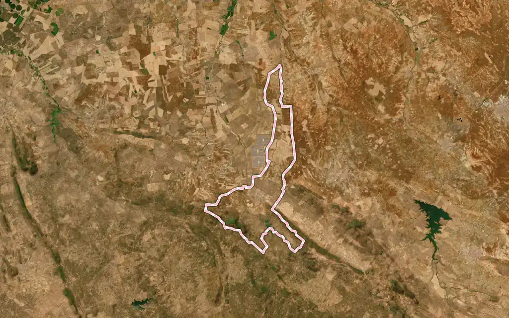Vista satélite de Nogales con su contorno administrativo