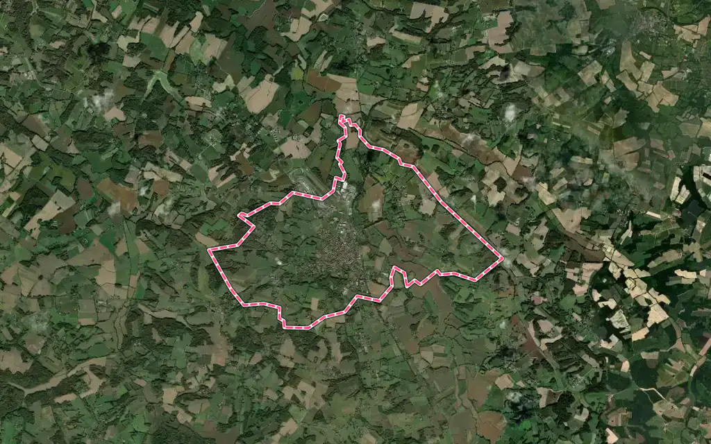 Vue satellite de Nogaro avec ses contours administratifs