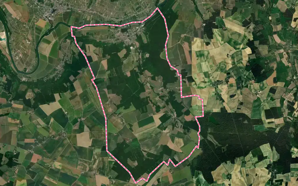 Vue satellite de Nogent-l'Artaud avec ses contours administratifs