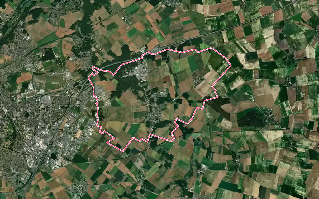 Vue satellite de Nogent-le-Phaye avec ses contours administratifs