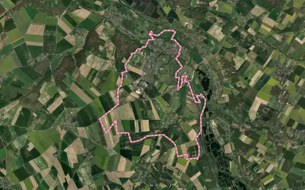 Vue satellite de Nogent-le-Roi avec ses contours administratifs