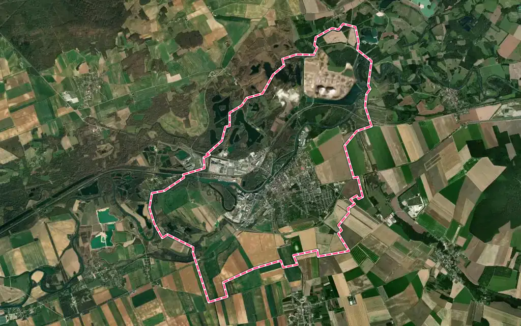 Vue satellite de Nogent-sur-Seine avec ses contours administratifs