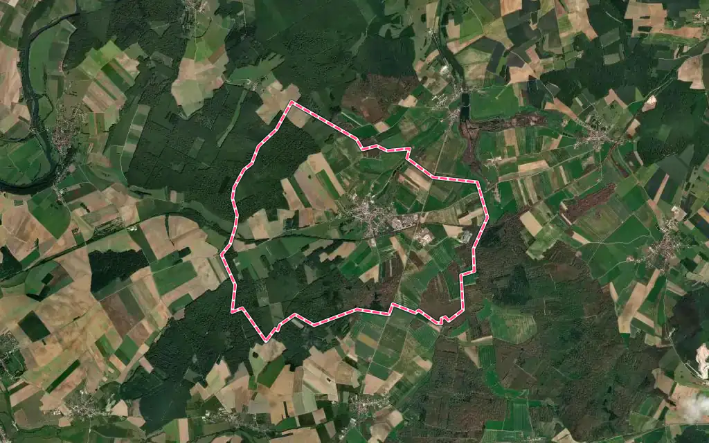 Vue satellite de Noidans-le-Ferroux avec ses contours administratifs