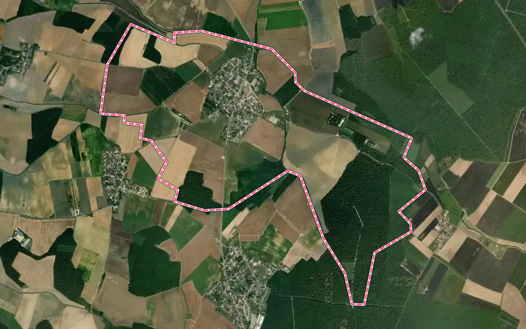 Vue satellite de Noiron-sous-Gevrey avec ses contours administratifs
