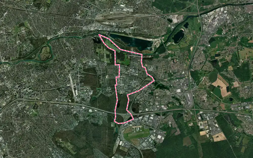 Vue satellite de Noisiel avec ses contours administratifs