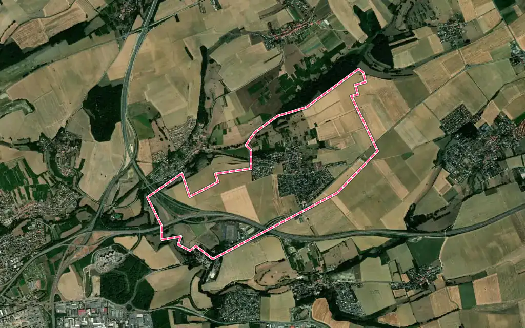 Vue satellite de Noisseville avec ses contours administratifs