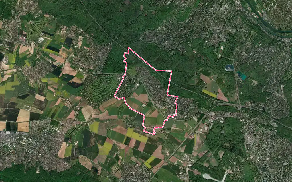 Vue satellite de Noisy-le-Roi avec ses contours administratifs