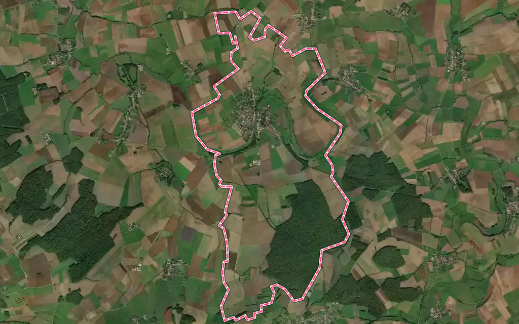 Vue satellite de Nomeny avec ses contours administratifs