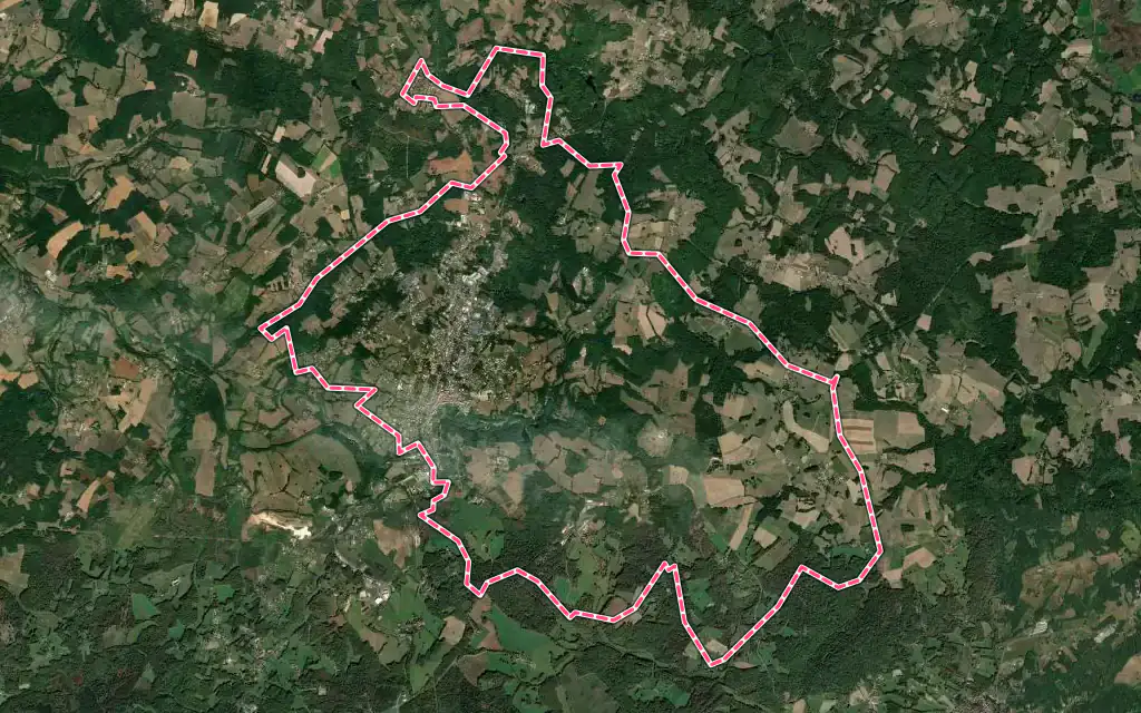 Vue satellite de Nontron avec ses contours administratifs
