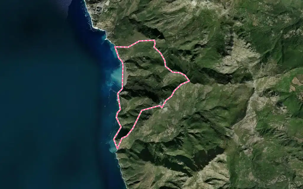 Vue satellite de Nonza avec ses contours administratifs