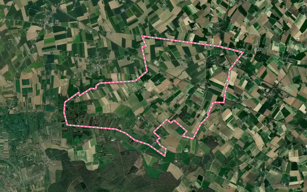 Vue satellite de Noordpeene avec ses contours administratifs