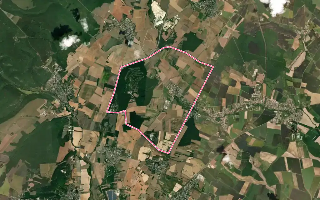 Vue satellite de Norges-la-Ville avec ses contours administratifs