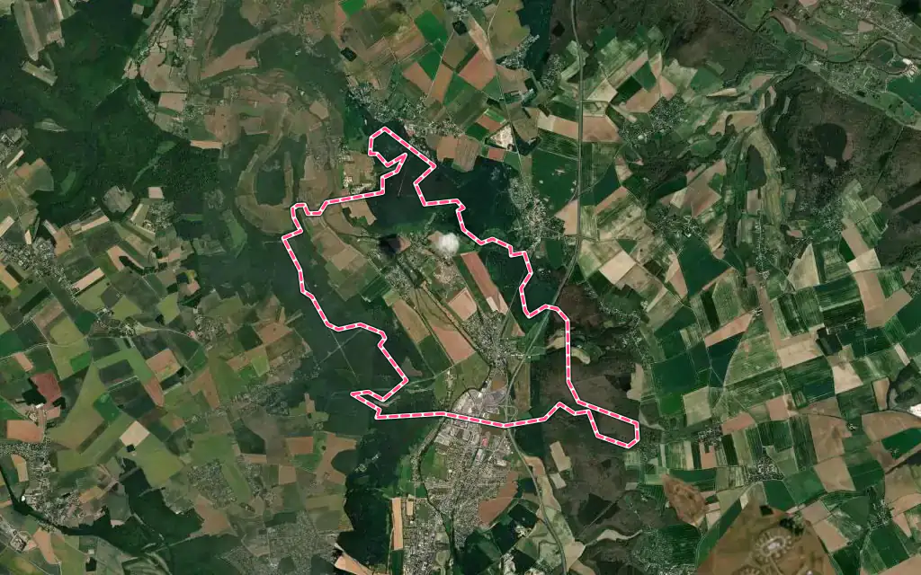 Vue satellite de Normanville avec ses contours administratifs