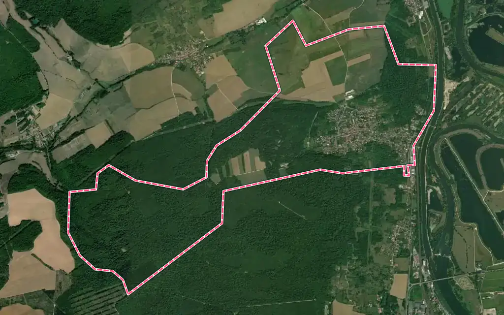 Vue satellite de Norroy-lès-Pont-à-Mousson avec ses contours administratifs