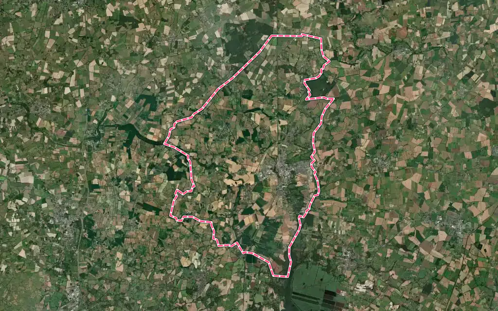 Vue satellite de Nort-sur-Erdre avec ses contours administratifs