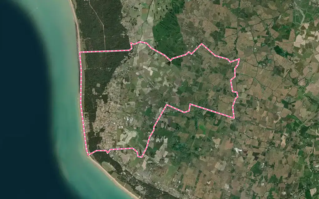 Vue satellite de Notre-Dame-de-Monts avec ses contours administratifs