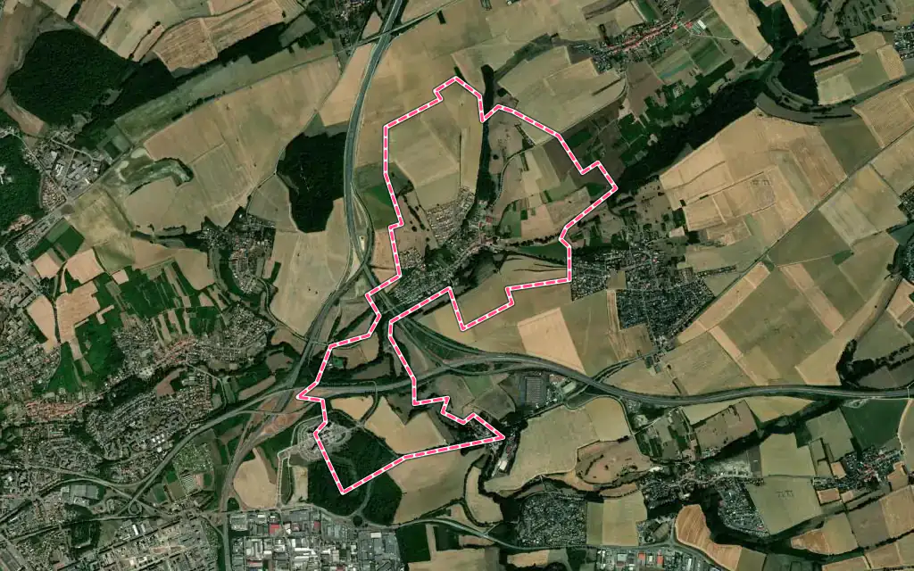 Vue satellite de Nouilly avec ses contours administratifs