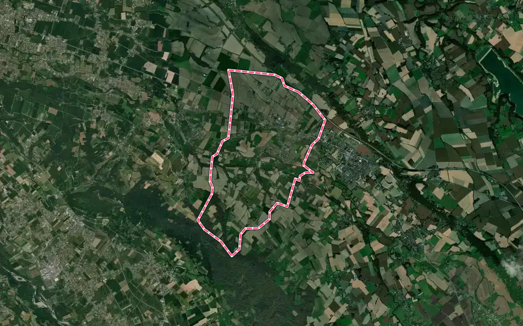 Vue satellite de Nousty avec ses contours administratifs