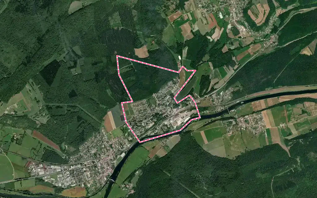 Vue satellite de Novillars avec ses contours administratifs