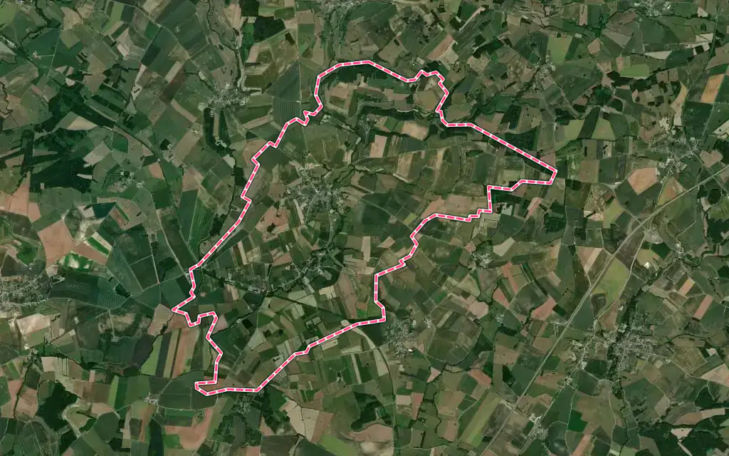 Vue satellite de Novion-Porcien avec ses contours administratifs
