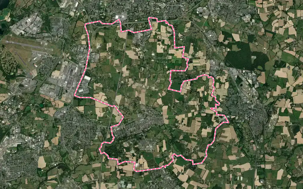 Vue satellite de Noyal-Châtillon-sur-Seiche avec ses contours administratifs