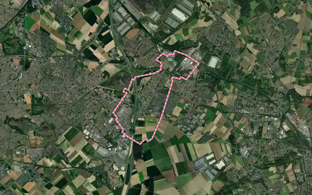Vue satellite de Noyelles-Godault avec ses contours administratifs