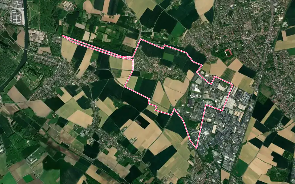 Vue satellite de Noyelles-lès-Seclin avec ses contours administratifs