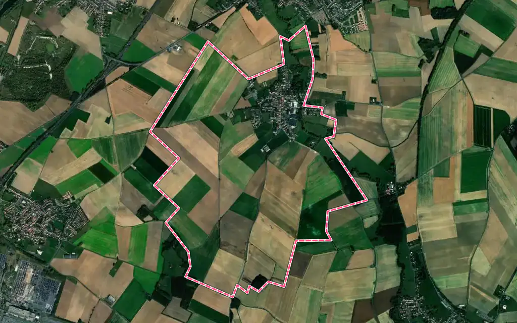 Vue satellite de Noyelles-sur-Selle avec ses contours administratifs