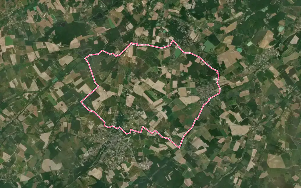 Vue satellite de Noyers avec ses contours administratifs