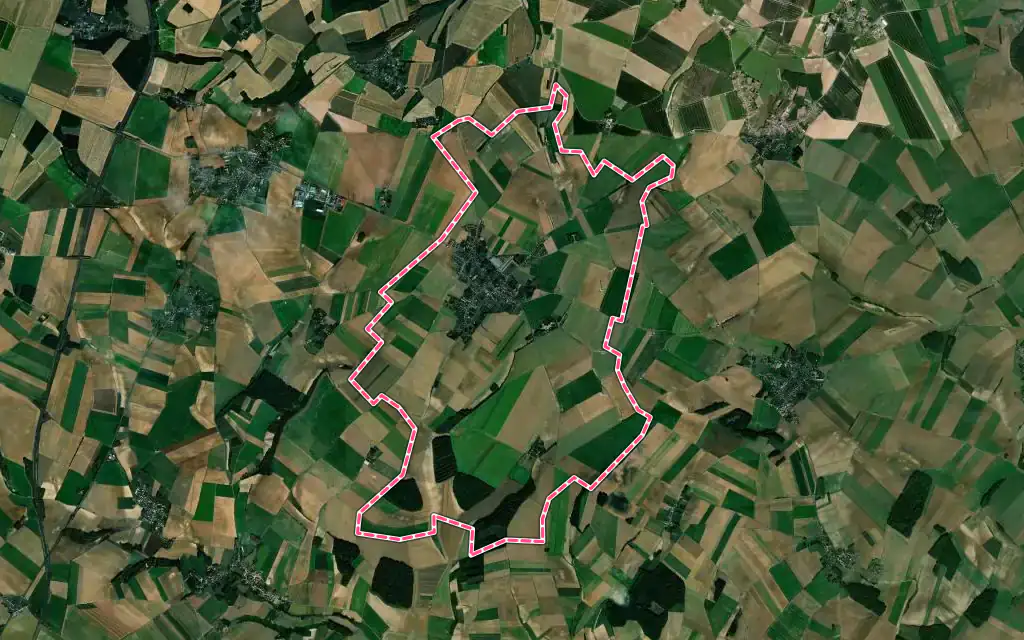 Vue satellite de Noyers-Saint-Martin avec ses contours administratifs