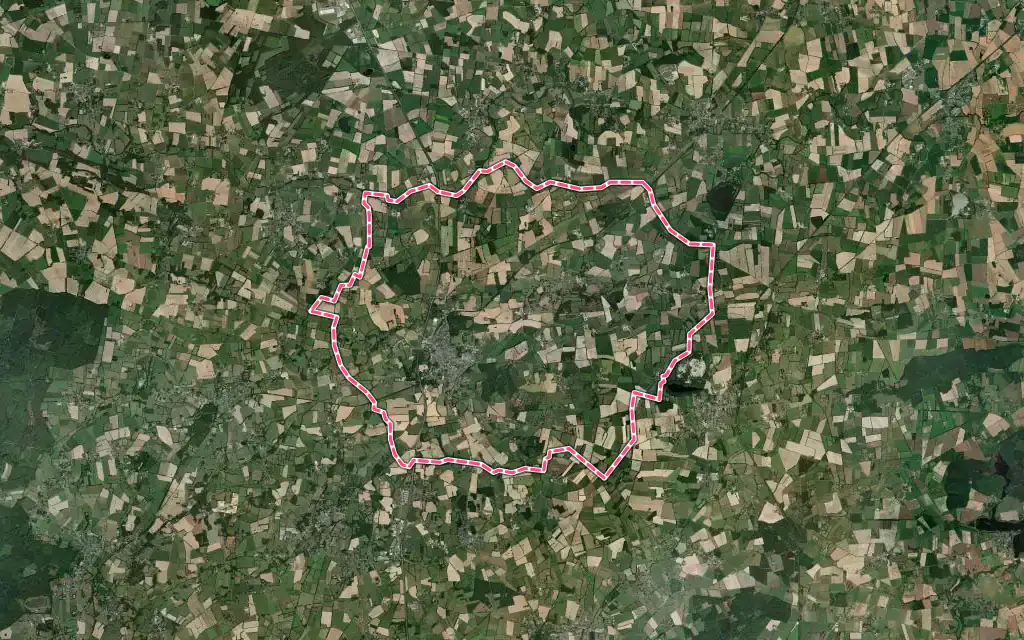 Vue satellite de Nozay avec ses contours administratifs