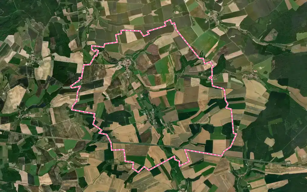 Vue satellite de Nubécourt avec ses contours administratifs