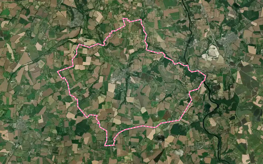 Vue satellite de Nuillé-sur-Vicoin avec ses contours administratifs