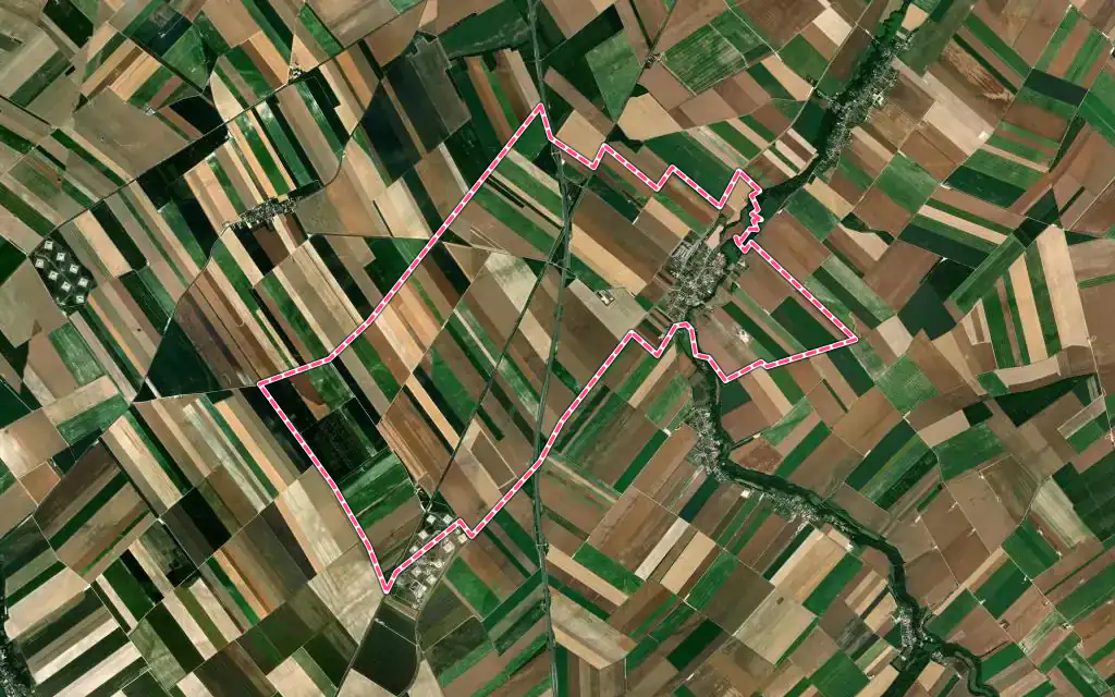 Vue satellite de Nuisement-sur-Coole avec ses contours administratifs