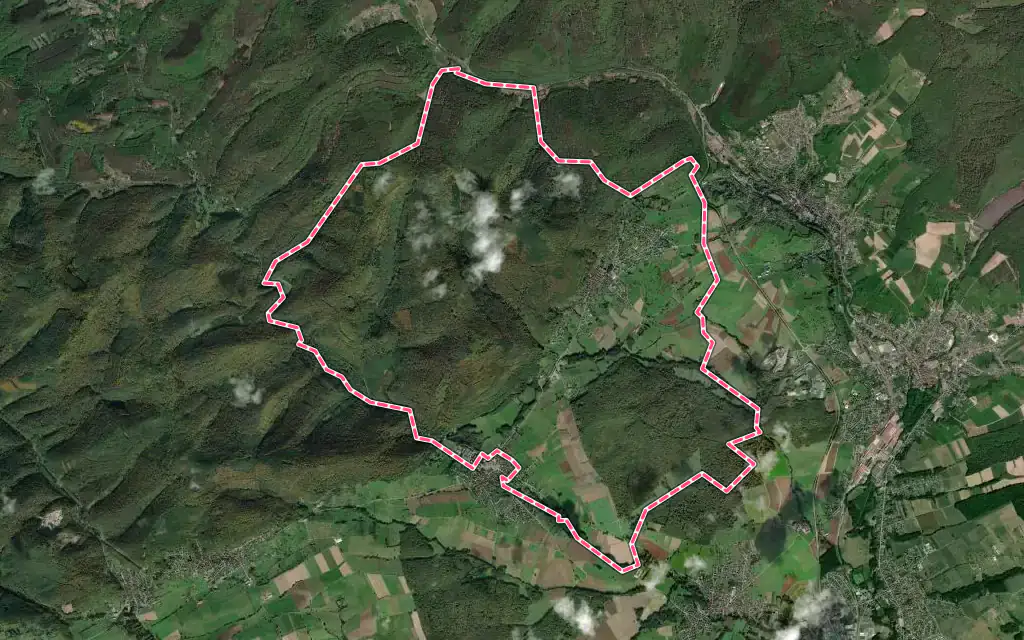 Vue satellite de Oberbronn avec ses contours administratifs