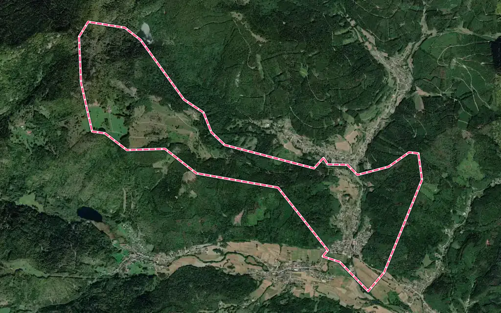 Vue satellite de Oberbruck avec ses contours administratifs