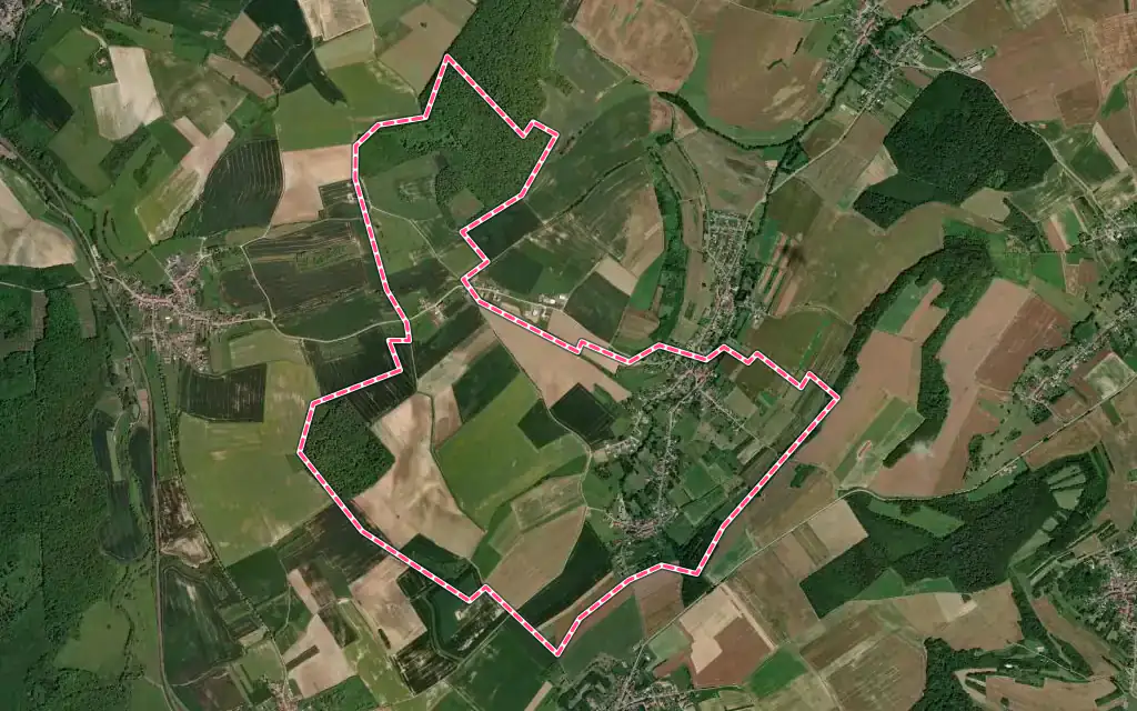 Vue satellite de Oberdorff avec ses contours administratifs
