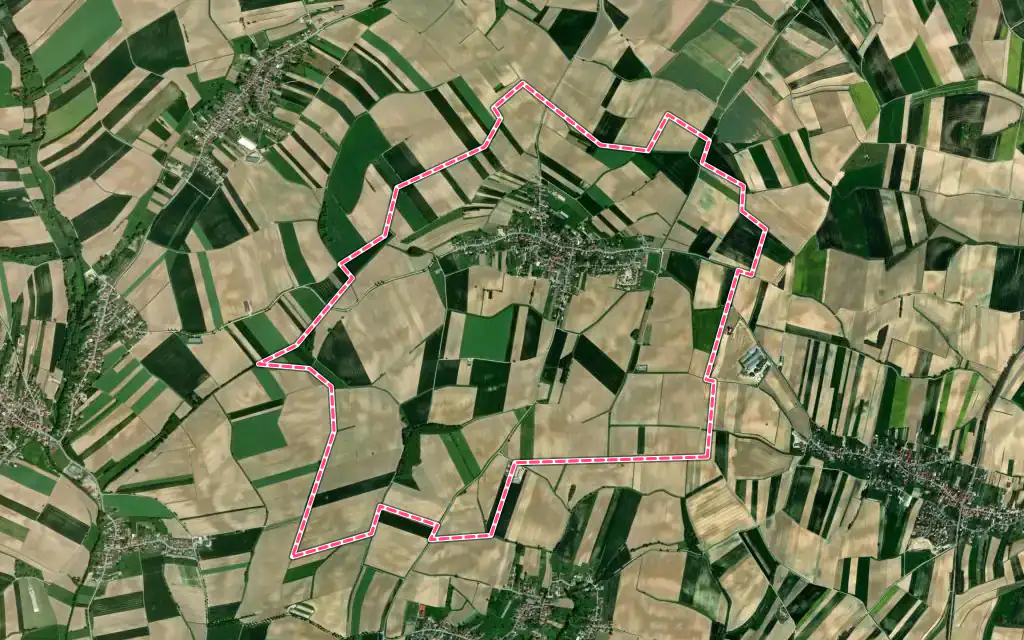 Vue satellite de Oberlauterbach avec ses contours administratifs