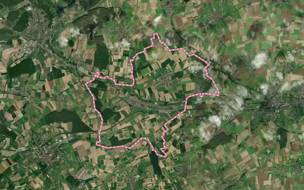 Vue satellite de Obermodern-Zutzendorf avec ses contours administratifs