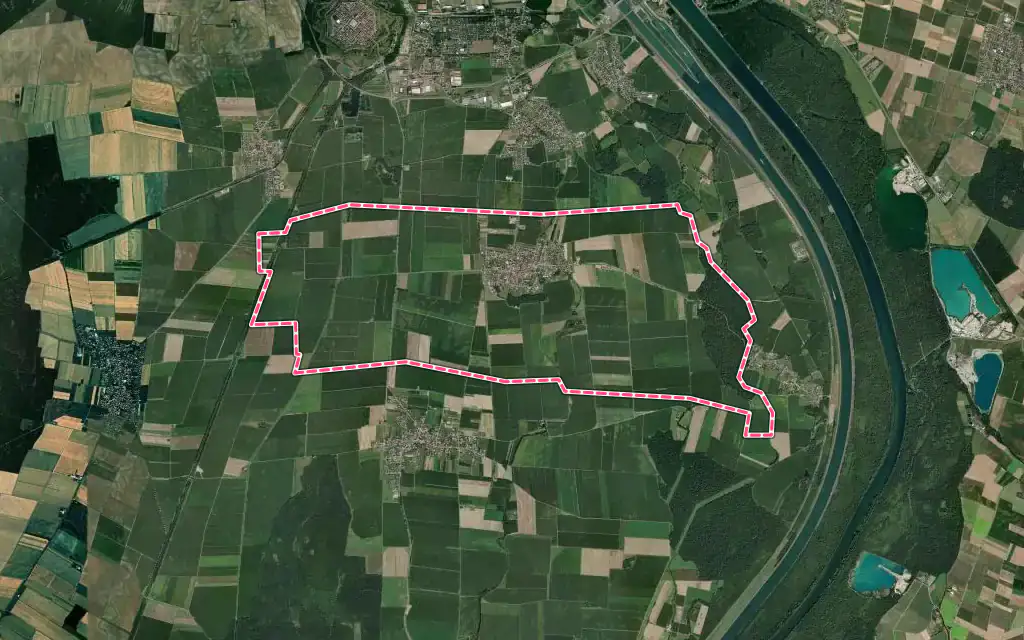 Vue satellite de Obersaasheim avec ses contours administratifs