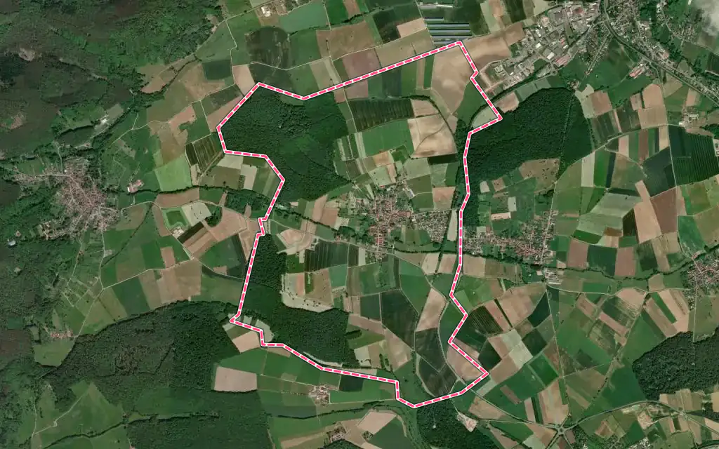 Vue satellite de Obersoultzbach avec ses contours administratifs