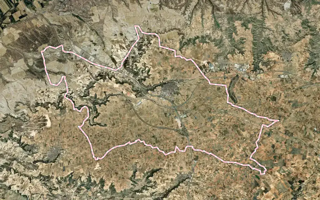 Vista satélite de Ocaña con su contorno administrativo