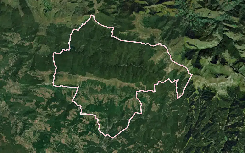 Vista satélite de Ochagavía / Otsagabia con su contorno administrativo