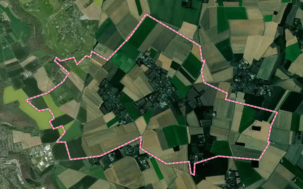 Vue satellite de Ocqueville avec ses contours administratifs