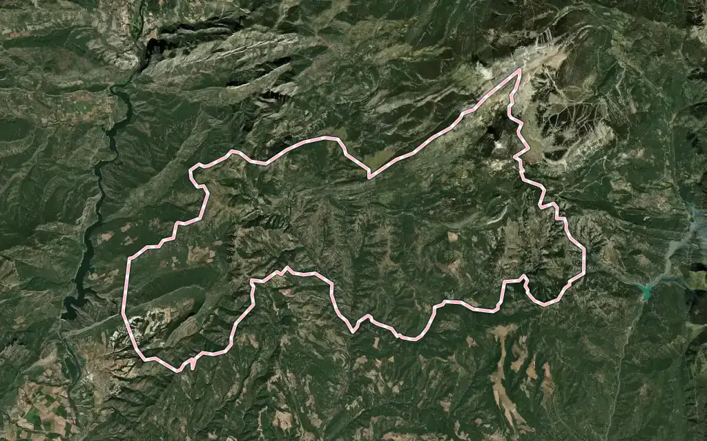 Vista satélite de Odèn con su contorno administrativo