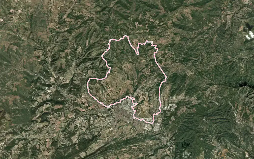 Vista satélite de Òdena con su contorno administrativo