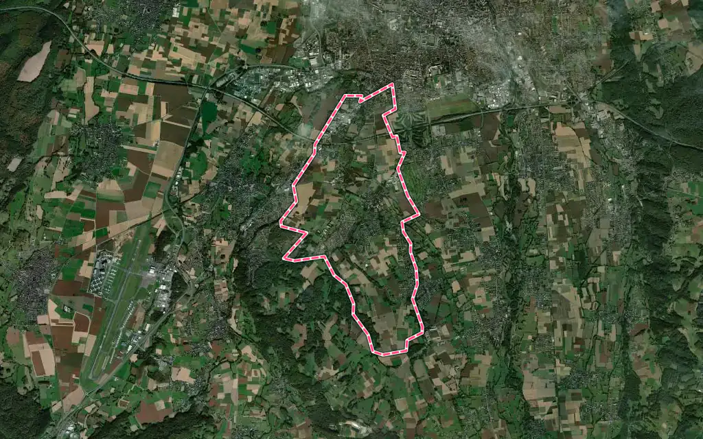 Vue satellite de Odos avec ses contours administratifs