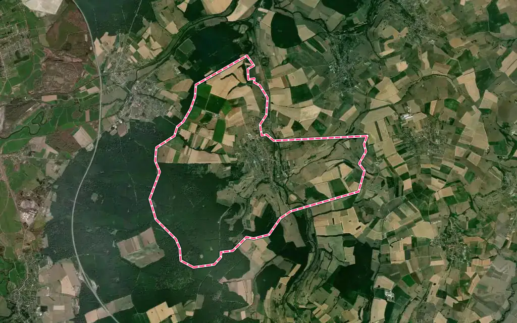 Vue satellite de Oermingen avec ses contours administratifs
