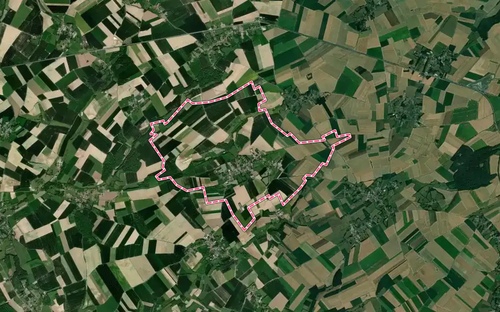 Vue satellite de Œuf-en-Ternois avec ses contours administratifs