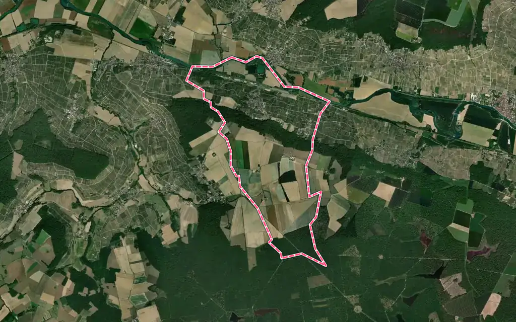 Vue satellite de Œuilly avec ses contours administratifs